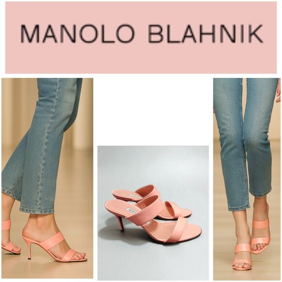 Manolo Blahnik Coral High Heel Shoes Sleek Design Size 36 Made In Italy - Picture 1 of 14